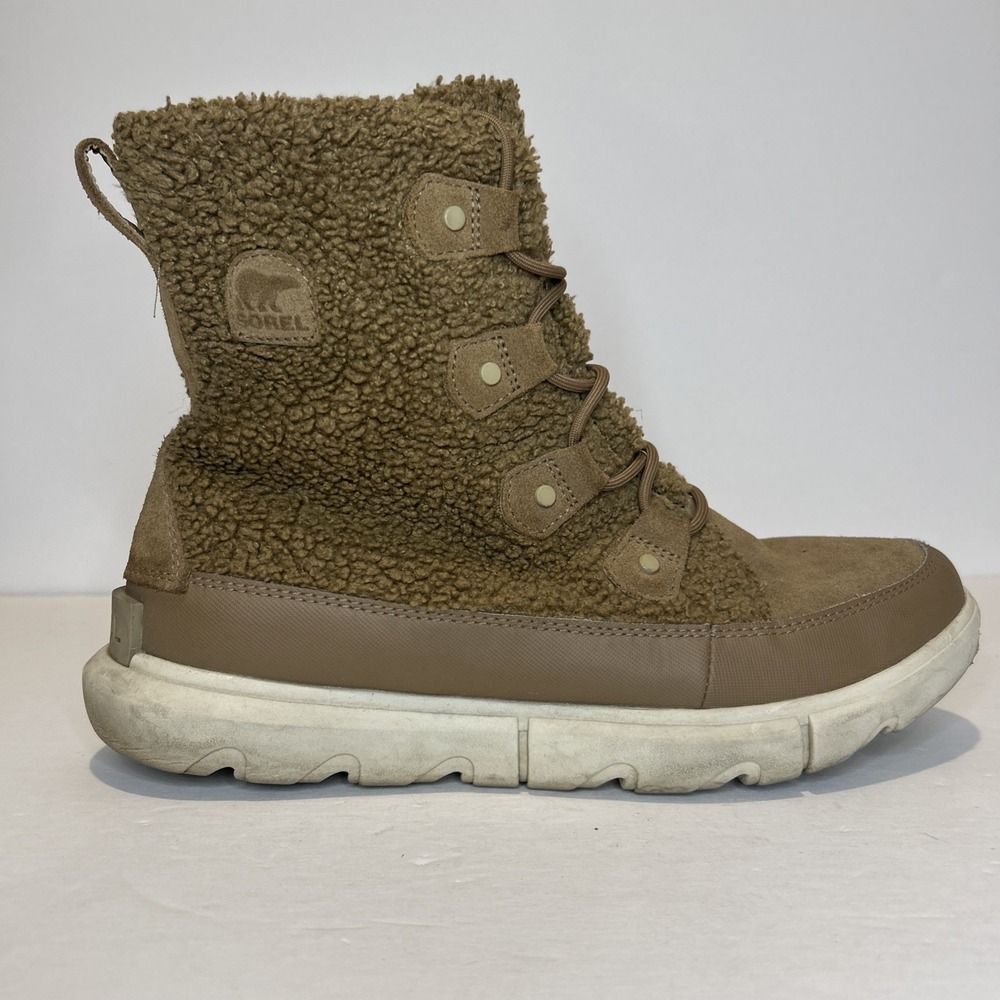 Sorel Explorer II Joan Cozy Boot Womens 12 Beige Waterproof Faux Fur NL4455-257